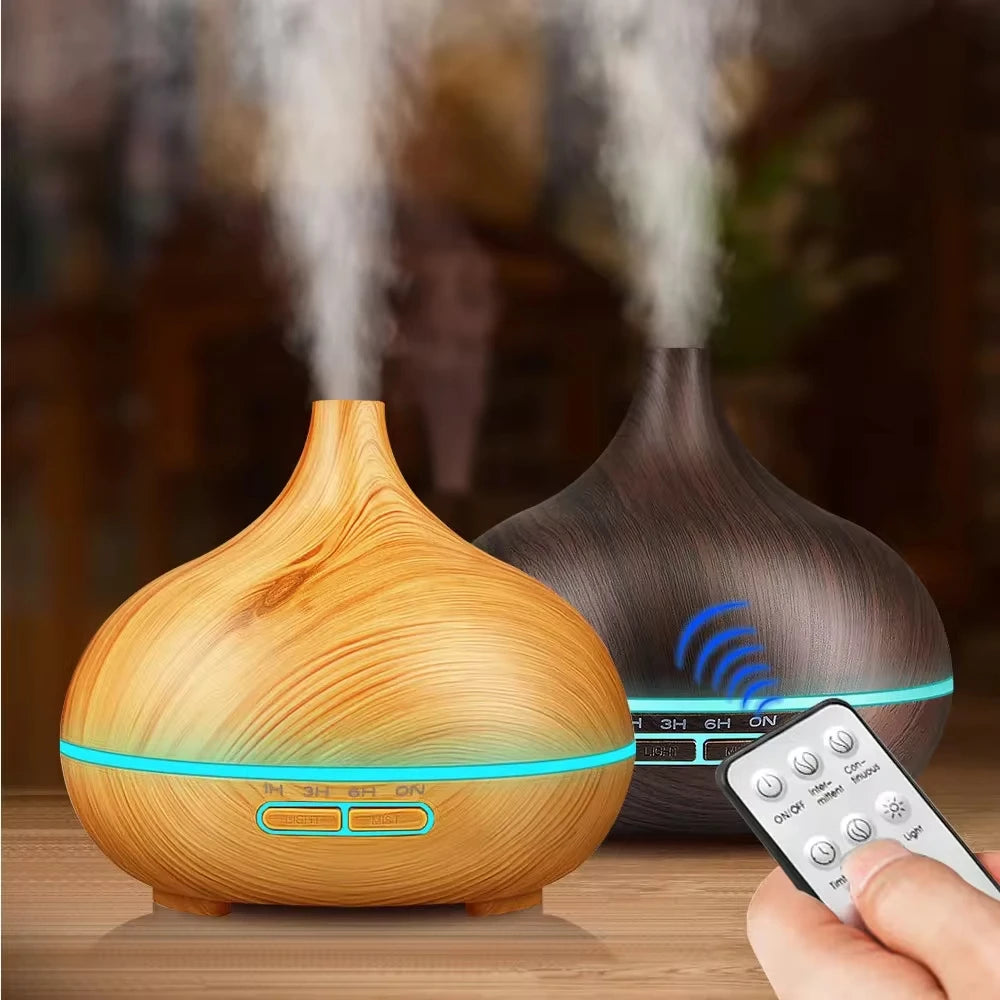 Selectly Air Humidifier Aromatherapy Essential Oil Diffuser Wood Grain 500ml Ultrasonic Remote Control